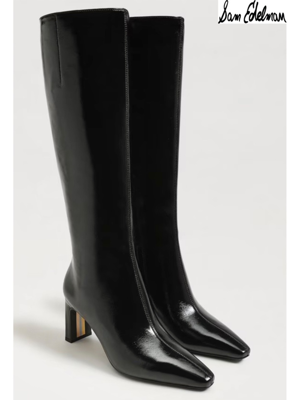 SAM EDELMAN NIB SYLVIA2 BLACK CRINKLE LEATHER KNEE HIGH BOOT. SIZE 9.5M